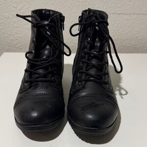 Black Lace-Up Ankle Boots